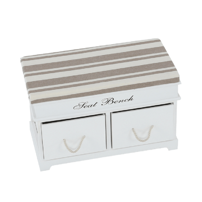 Bancă cu pernă, 2 sertare, alb/maro deschis, SEAT BENCH 1 NEW