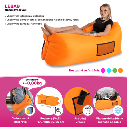 Geantă scaun gonflabilă / geanta leneşă, albastru, LEBAG