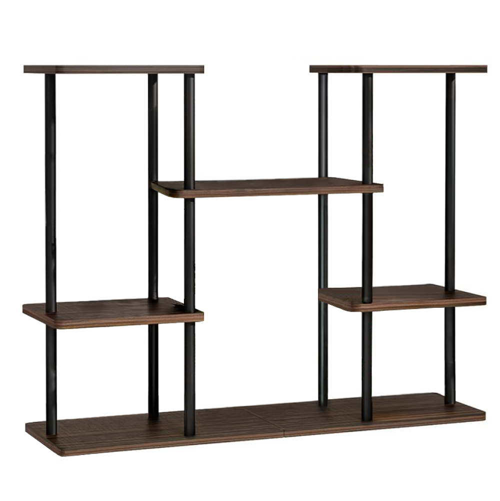 Suport pentru flori metalic, negru/lemn rustic, LEDER