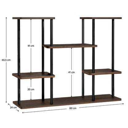 Suport pentru flori metalic, negru/lemn rustic, LEDER
