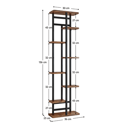 Suport de flori, negru/lemn rustic, LEDOR TIP 4