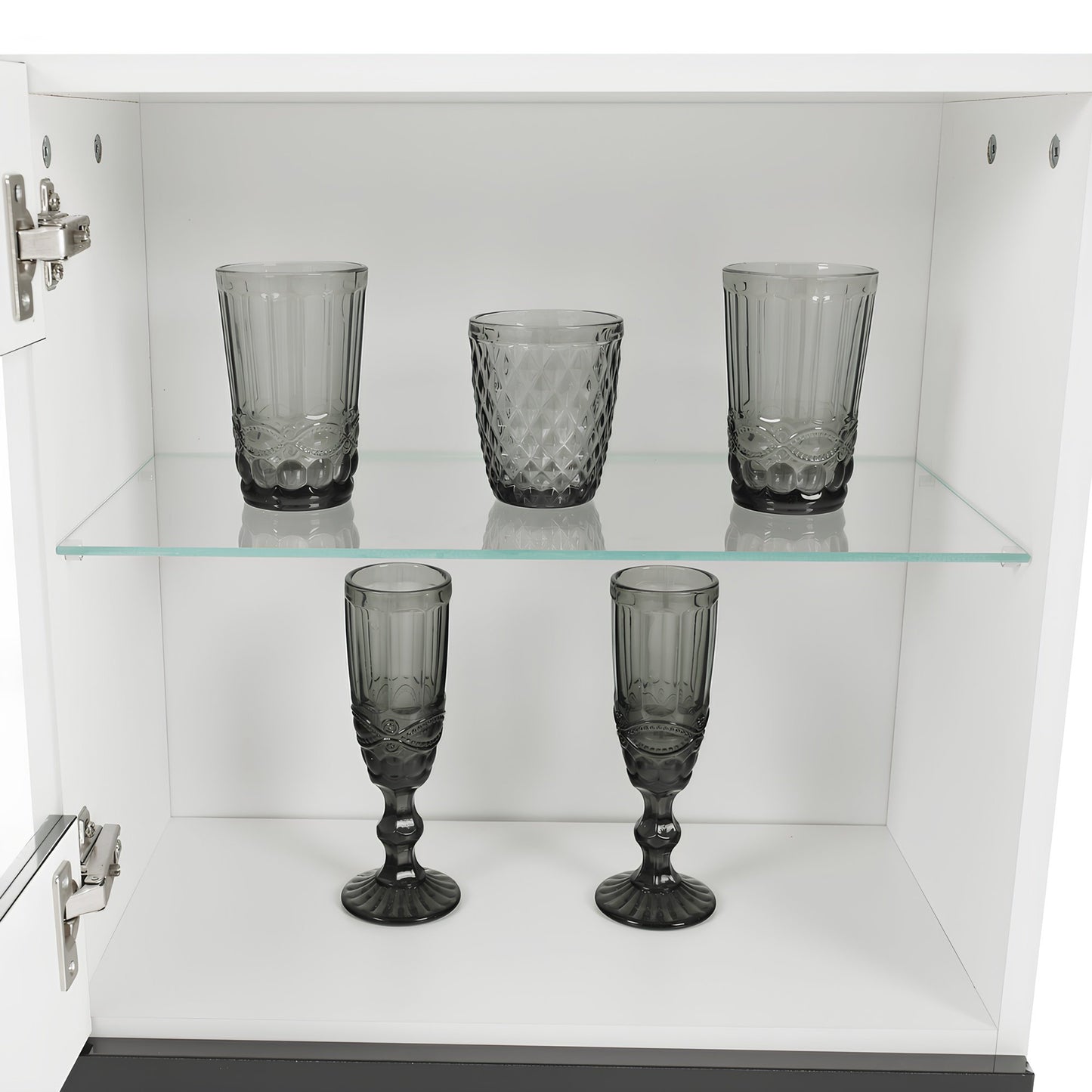 Mobilier living, alb/extra strălucire neagră HG, LEO