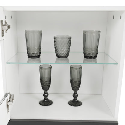 Mobilier living, alb/extra strălucire neagră HG, LEO