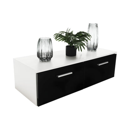 Mobilier living, alb/extra strălucire neagră HG, LEO