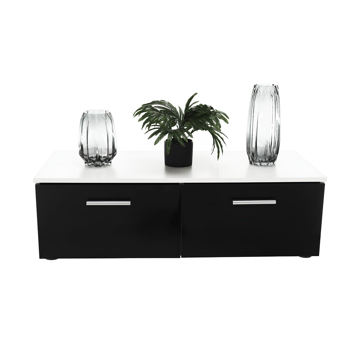 Mobilier living, alb/extra strălucire neagră HG, LEO