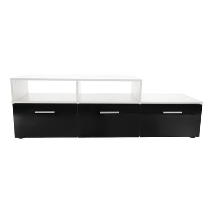 Mobilier living, alb/extra strălucire neagră HG, LEO