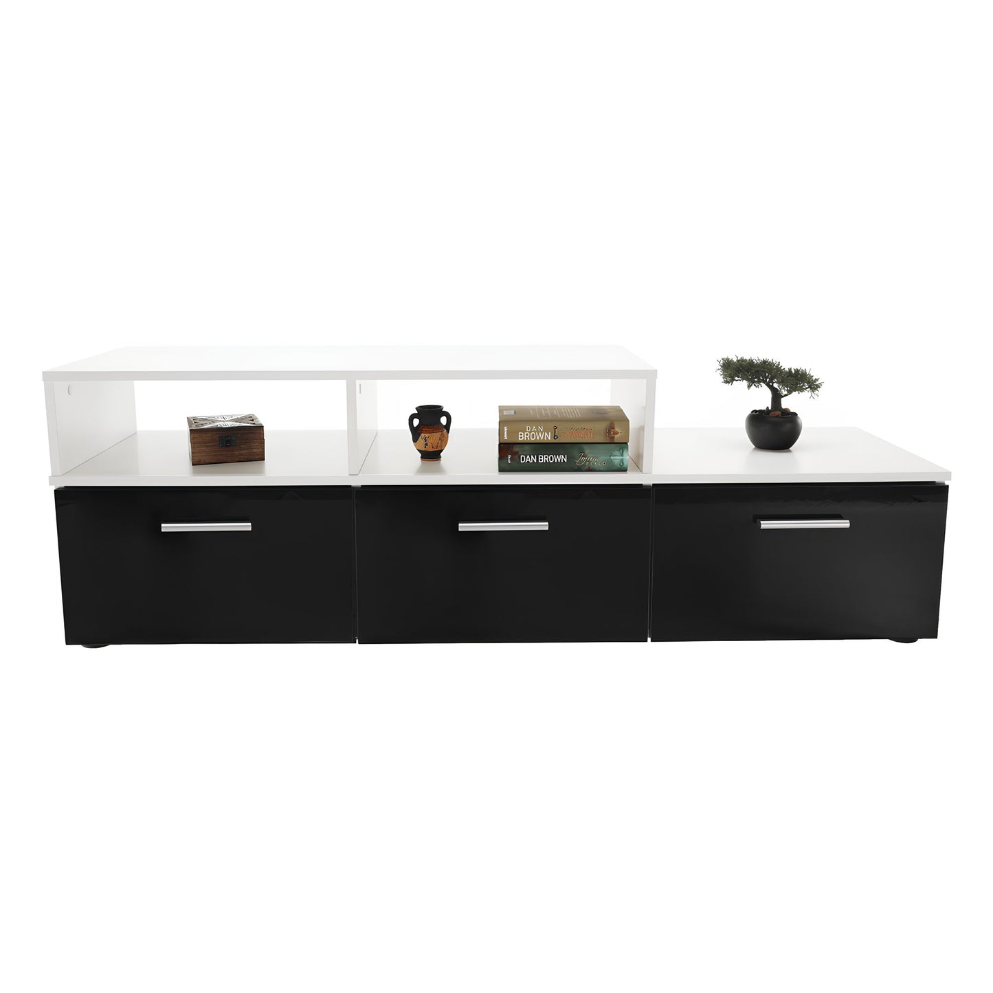 Mobilier living, alb/extra strălucire neagră HG, LEO
