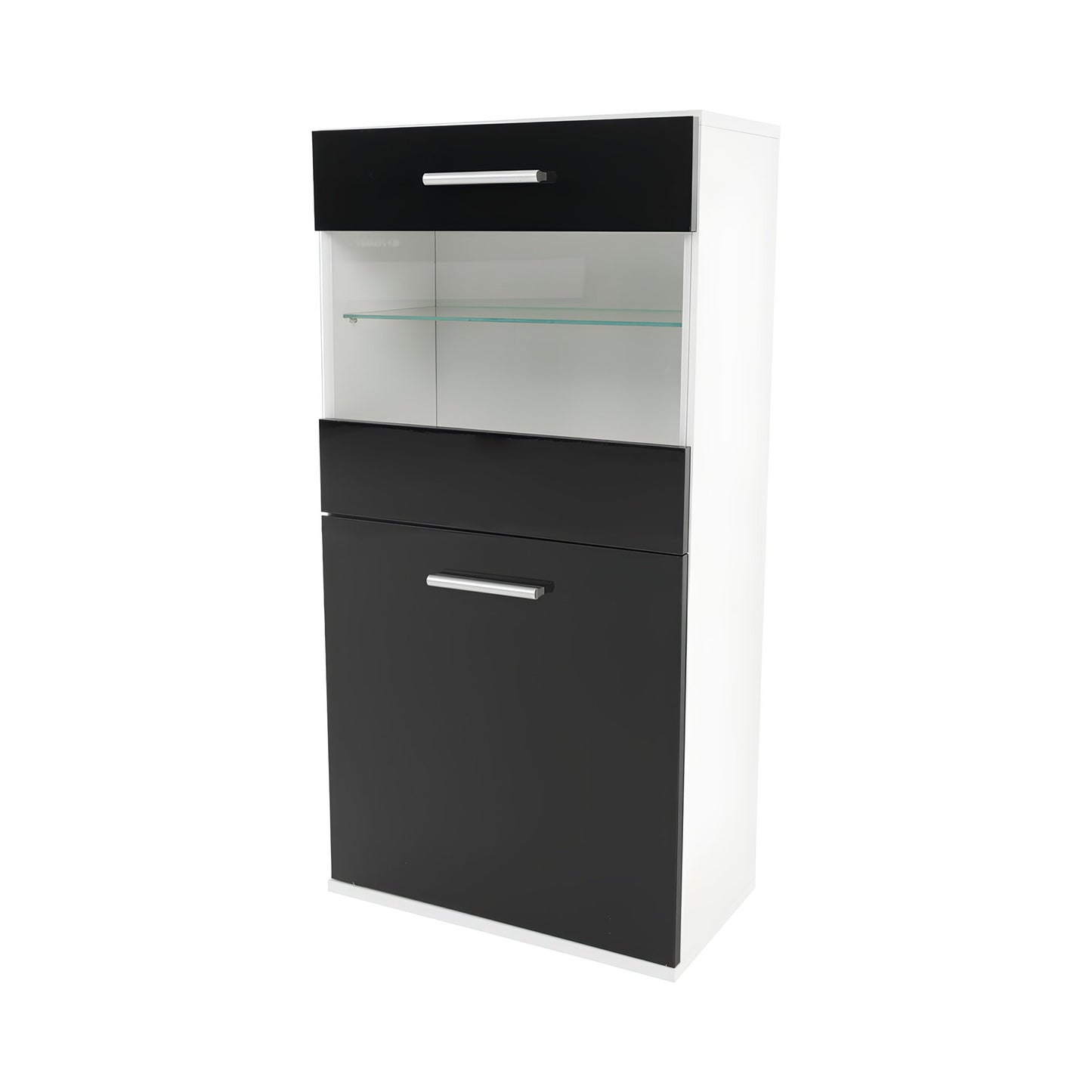 Mobilier living, alb/extra strălucire neagră HG, LEO