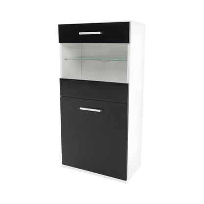 Mobilier living, alb/extra strălucire neagră HG, LEO