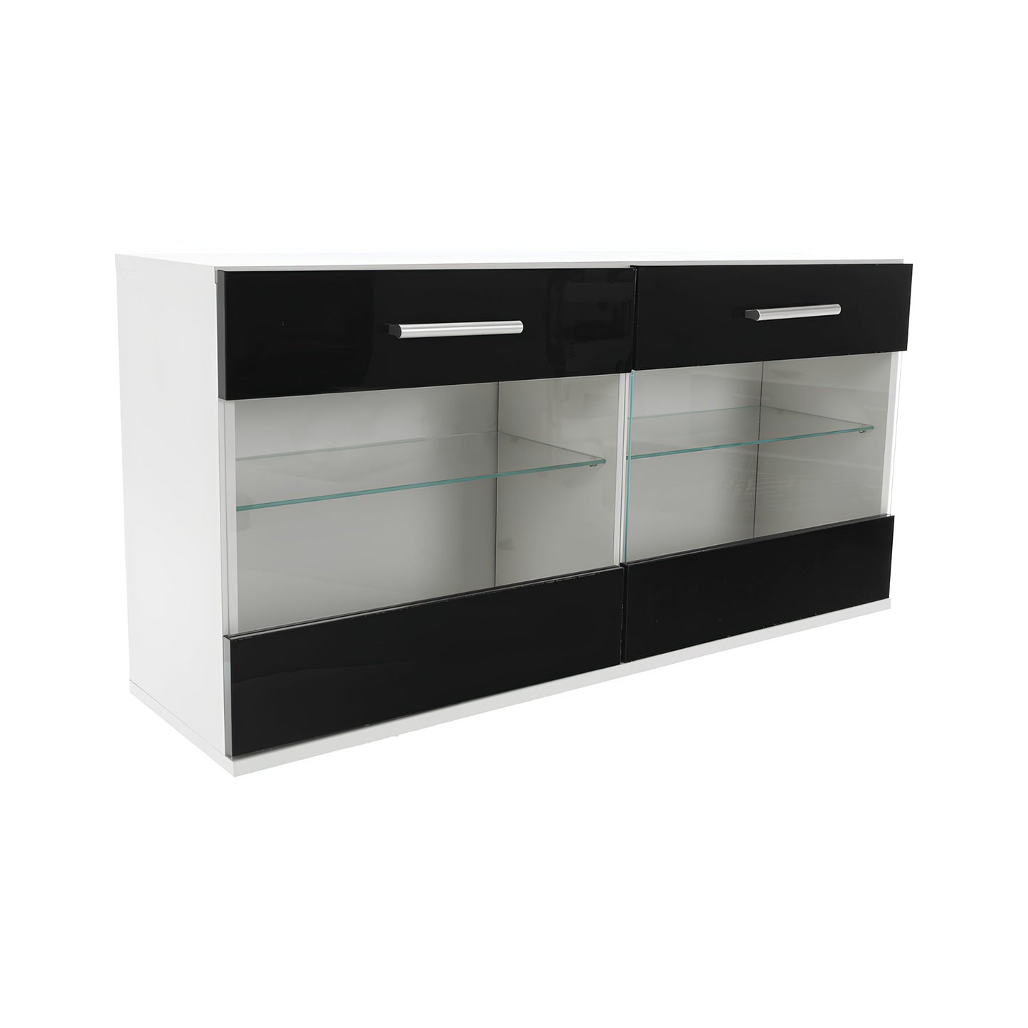 Mobilier living, alb/extra strălucire neagră HG, LEO