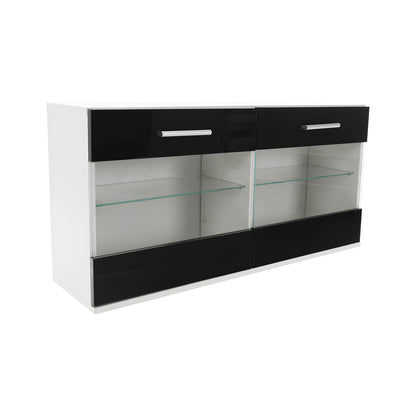 Mobilier living, alb/extra strălucire neagră HG, LEO