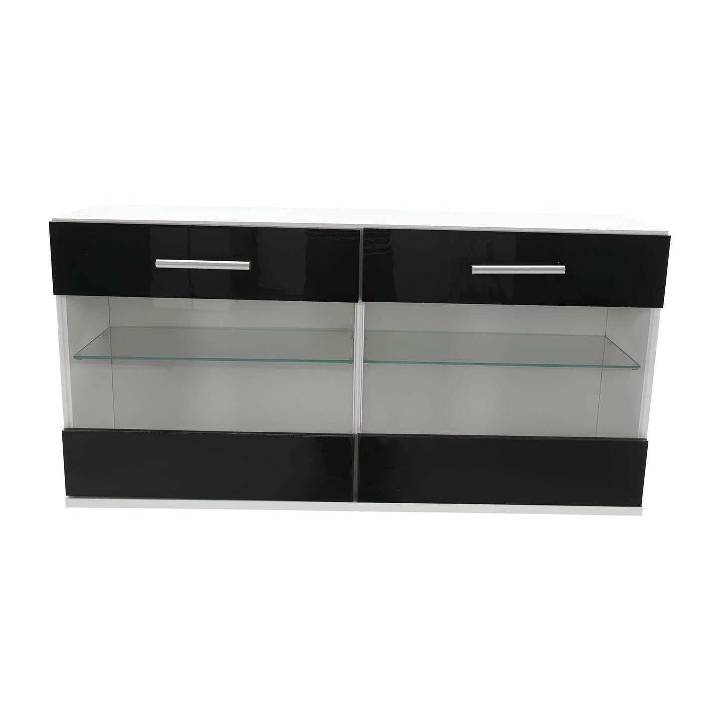 Mobilier living, alb/extra strălucire neagră HG, LEO