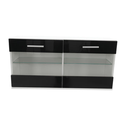 Mobilier living, alb/extra strălucire neagră HG, LEO