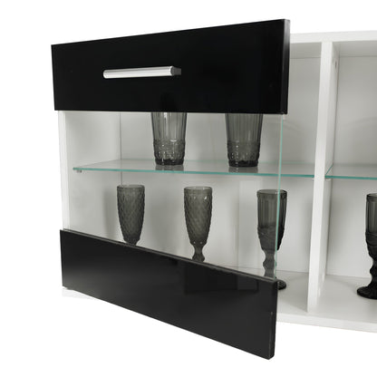 Mobilier living, alb/extra strălucire neagră HG, LEO