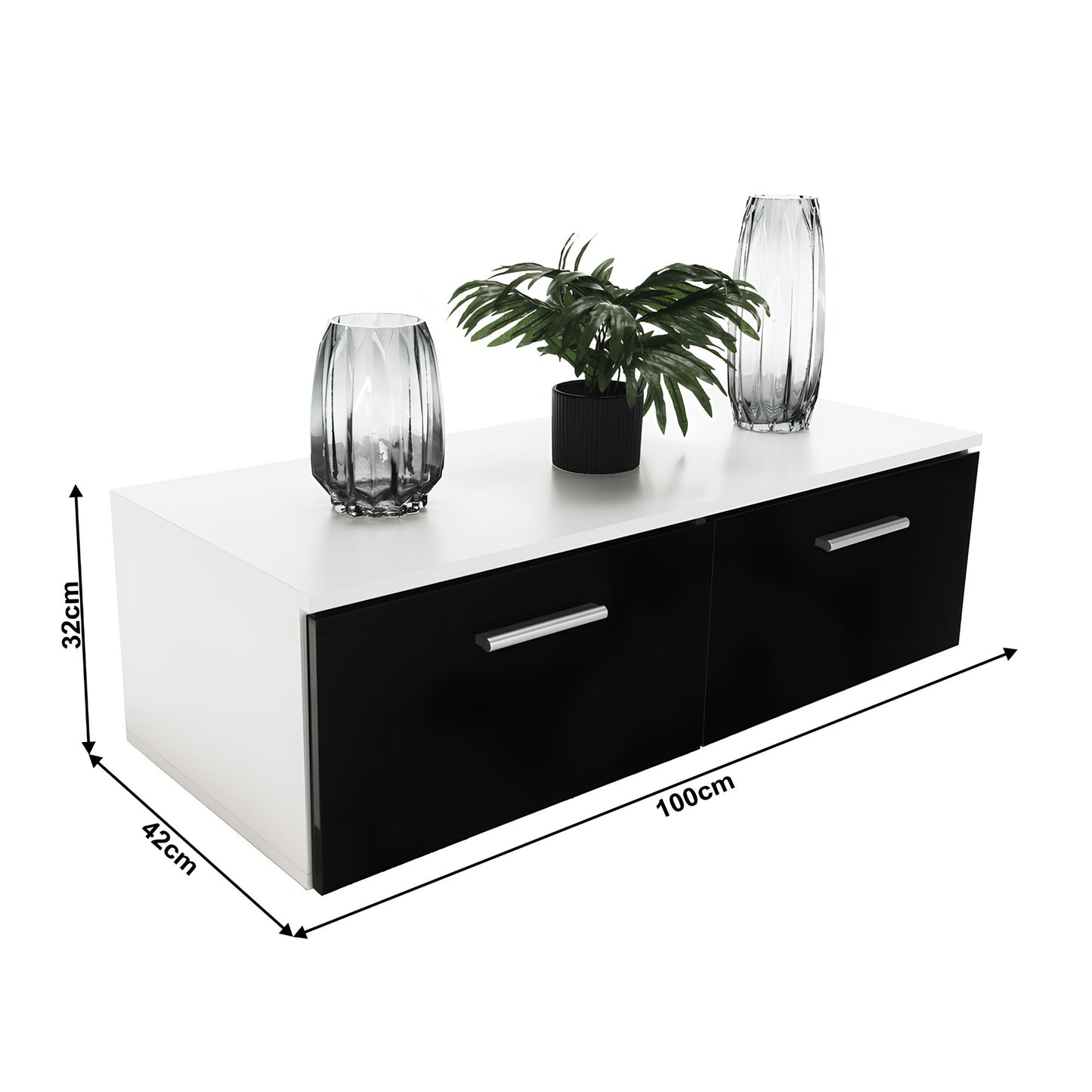 Mobilier living, alb/extra strălucire neagră HG, LEO