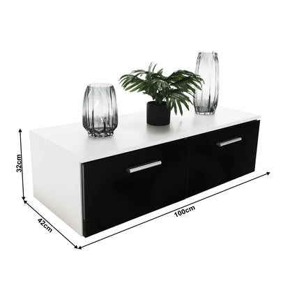Mobilier living, alb/extra strălucire neagră HG, LEO