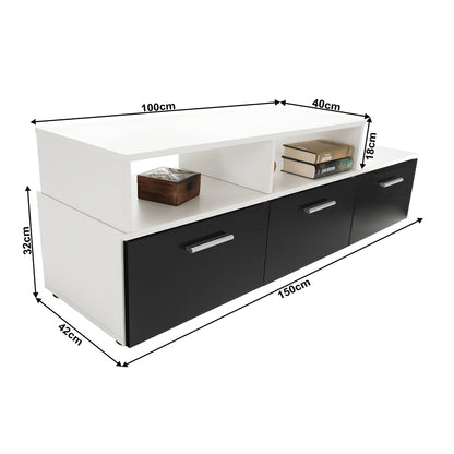 Mobilier living, alb/extra strălucire neagră HG, LEO