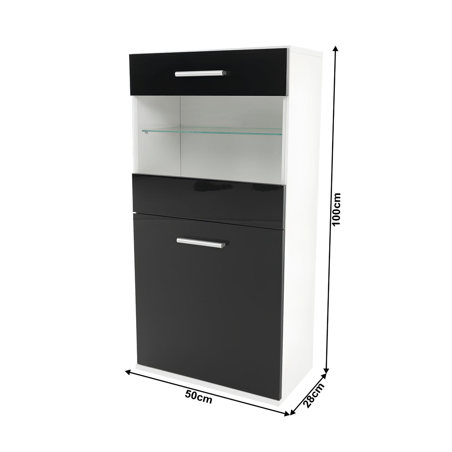 Mobilier living, alb/extra strălucire neagră HG, LEO