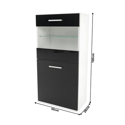 Mobilier living, alb/extra strălucire neagră HG, LEO