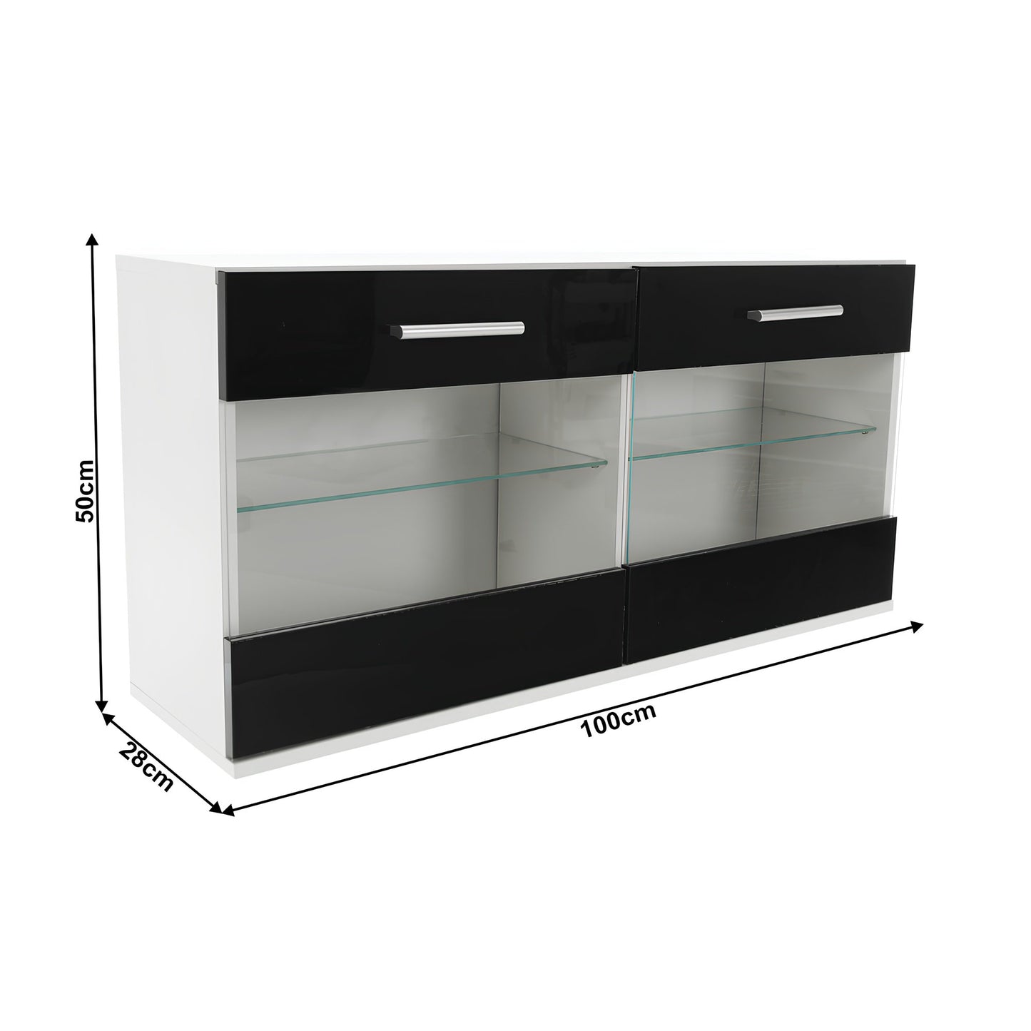 Mobilier living, alb/extra strălucire neagră HG, LEO