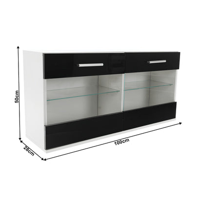 Mobilier living, alb/extra strălucire neagră HG, LEO