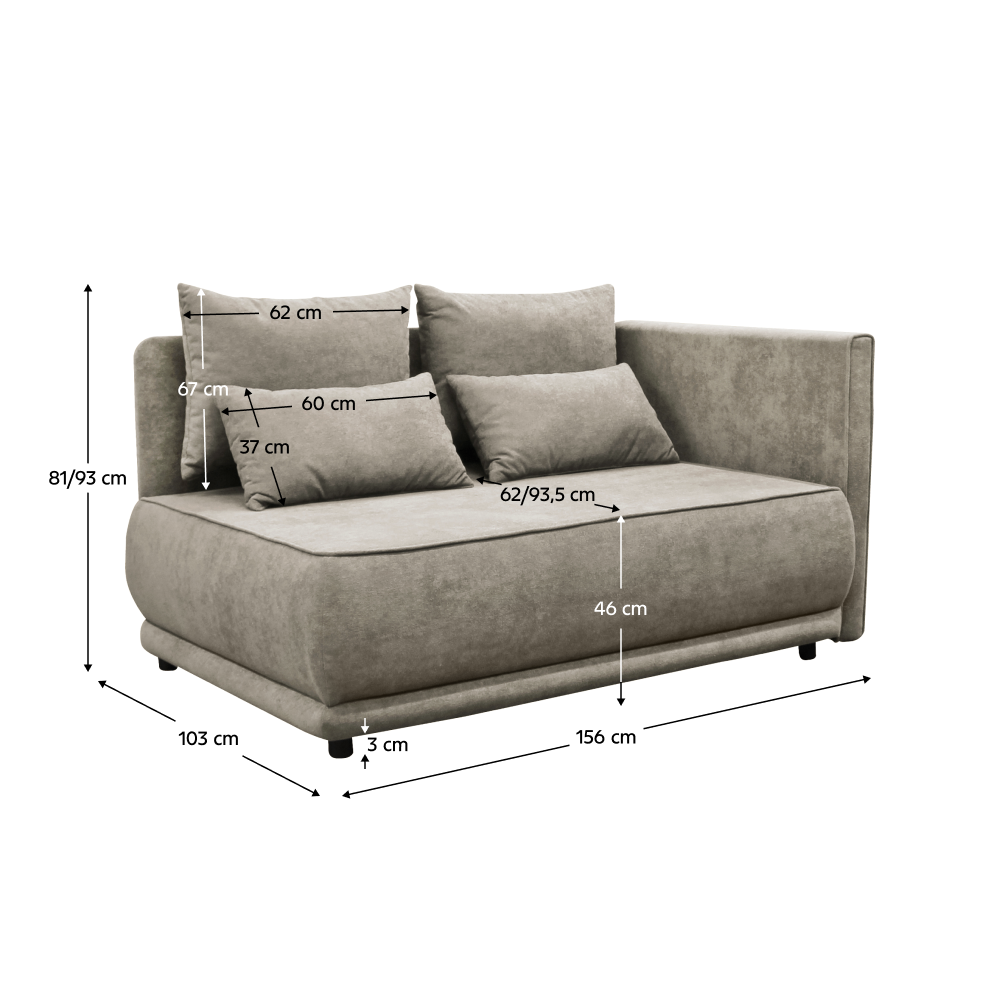 Canapea extensibilă, bej gri Taupe, pe dreapta, LIAMI