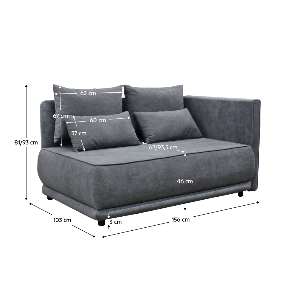 Canapea extensibilă, culoare gri, LIAMI