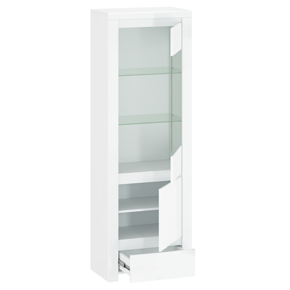 Vitrina 1D1W1S, alb lucios, LINDY