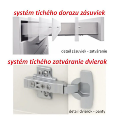 Dulap superior cu 2 uşi orizontale, alb super luciu HG, LINE ALB G60
