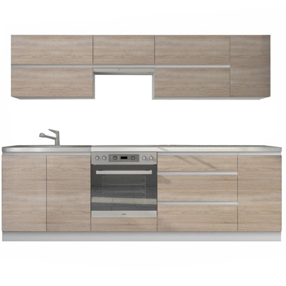 Set bucatarie 2,6 m, alb/stejar sonoma, LINE NEW