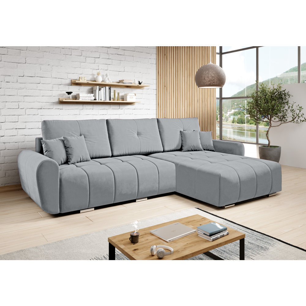 Set canapea universală, ţesătură gri deschis, LONGA ROH