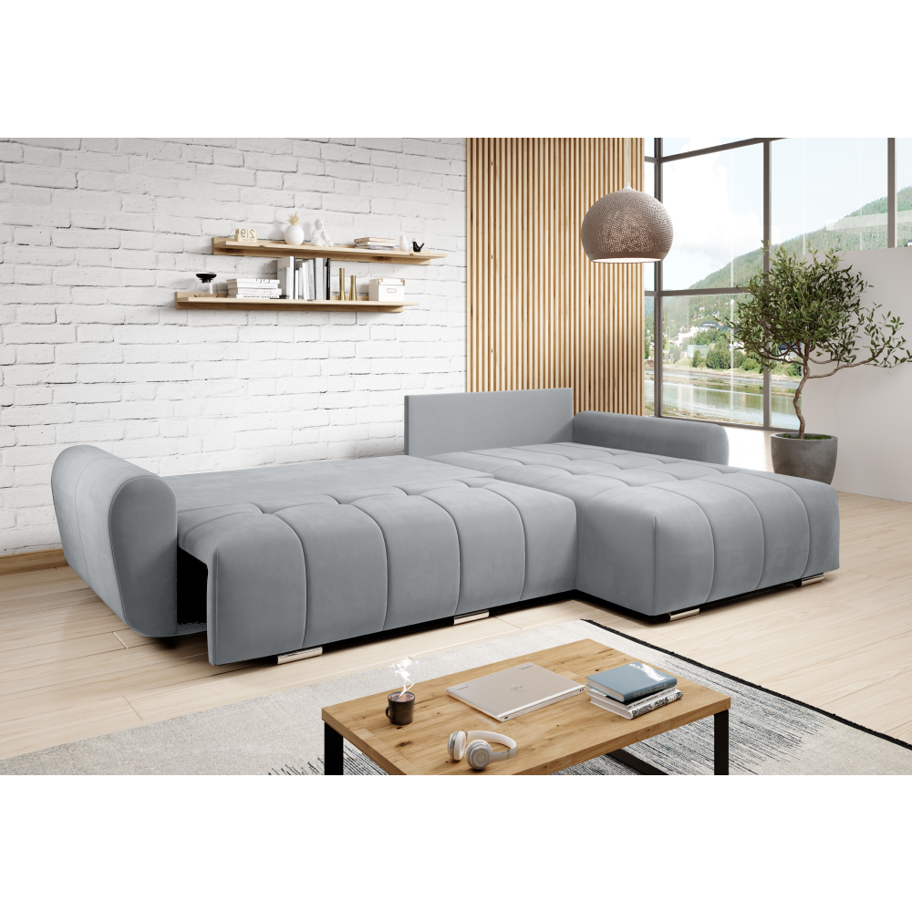 Set canapea universală, ţesătură gri deschis, LONGA ROH