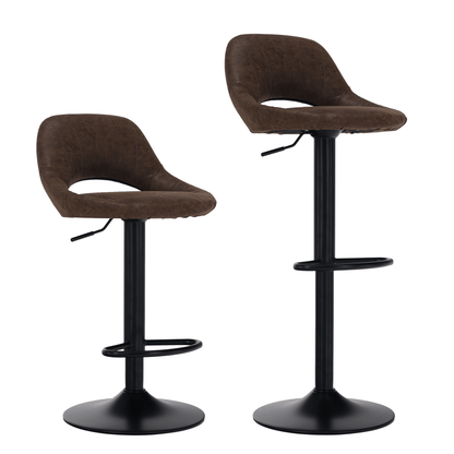Scaun de bar, material textil maro cu efect de piele întoarsă, LORASA NEW