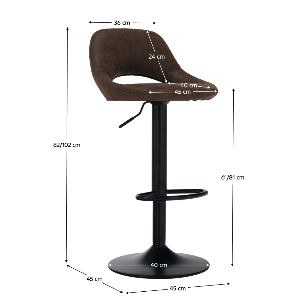 Scaun de bar, material textil maro cu efect de piele întoarsă, LORASA NEW