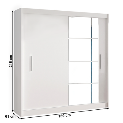 Dulap cu uşi glisante, alb, 180x215, LOW