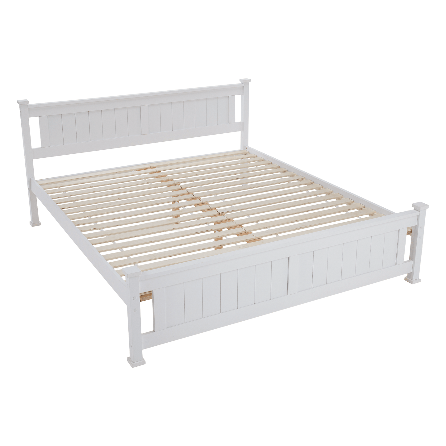 Pat cu lamele, lemn de pin/alb, 160x200, LUCAS NEW