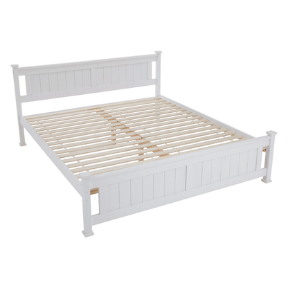 Pat cu lamele, lemn de pin/alb, 160x200, LUCAS NEW