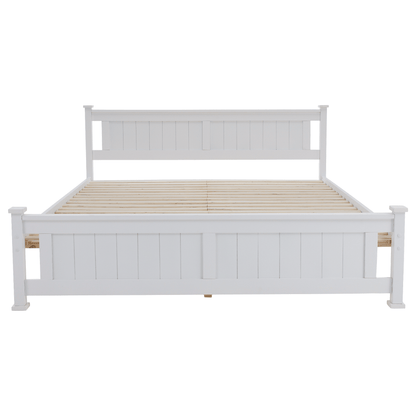 Pat cu lamele, lemn de pin/alb, 160x200, LUCAS NEW