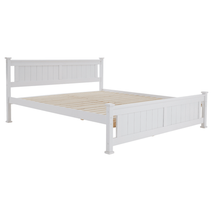 Pat cu lamele, lemn de pin/alb, 160x200, LUCAS NEW