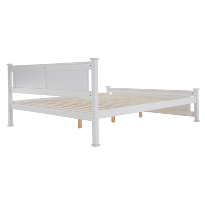 Pat cu lamele, lemn de pin/alb, 160x200, LUCAS NEW