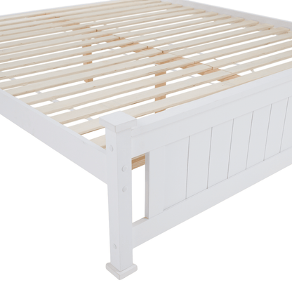 Pat cu lamele, lemn de pin/alb, 160x200, LUCAS NEW