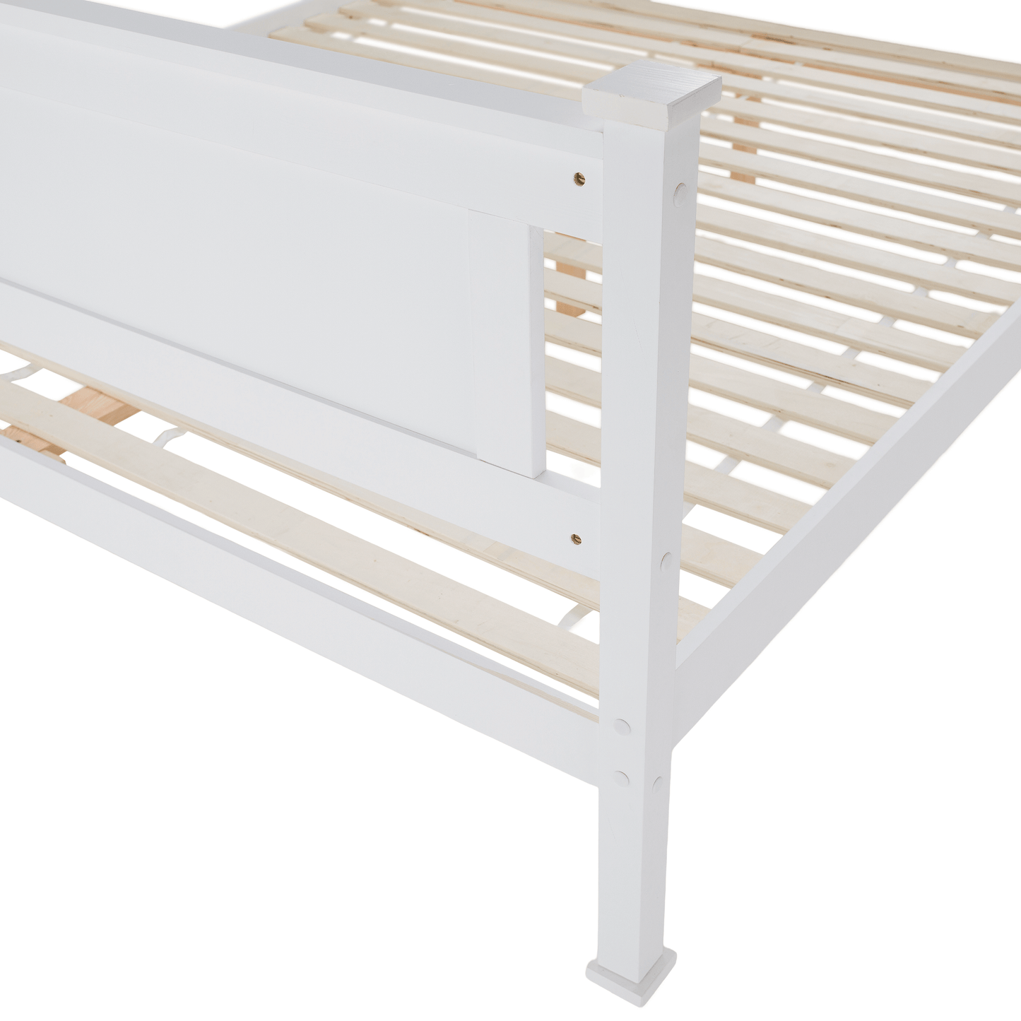 Pat cu lamele, lemn de pin/alb, 160x200, LUCAS NEW