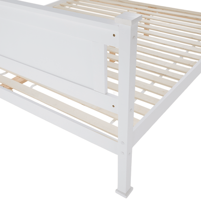 Pat cu lamele, lemn de pin/alb, 160x200, LUCAS NEW