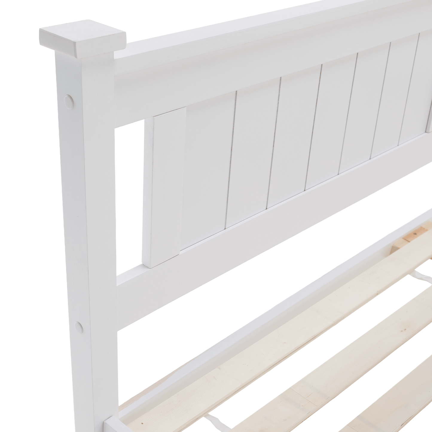 Pat cu lamele, lemn de pin/alb, 160x200, LUCAS NEW