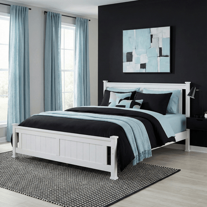 Pat cu lamele, lemn de pin/alb, 160x200, LUCAS NEW
