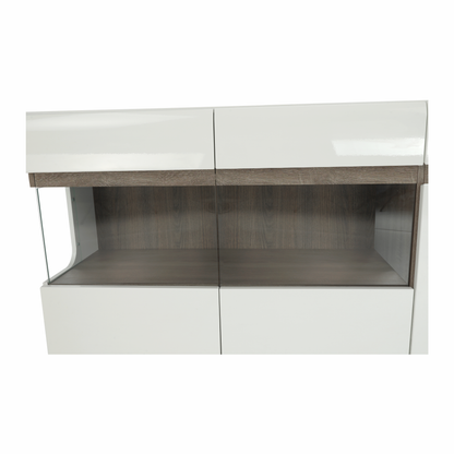 Comodă, albă strălucitoare HG/stejar sonoma închis, LYNATET TYP 42
