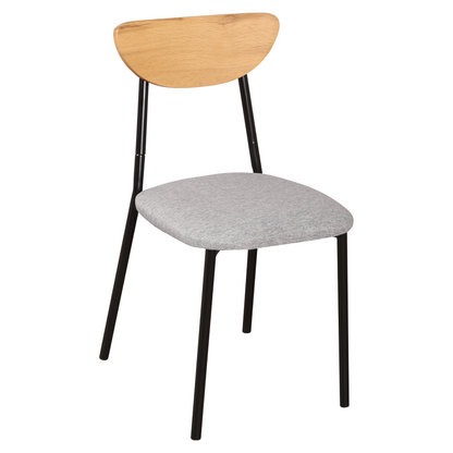 Set de sufragerie 1+4, stejar deschis/gri/negru, MADIO