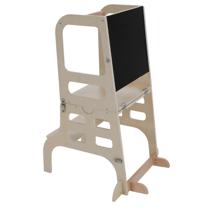 Turnul de învăţare Montessori 3în1 cu tablă, natural, MAGAN