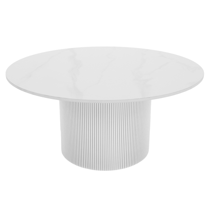 Măsuţă de cafea, marmură albă/MDF, diametru 80 cm, MAHIR TYP 1