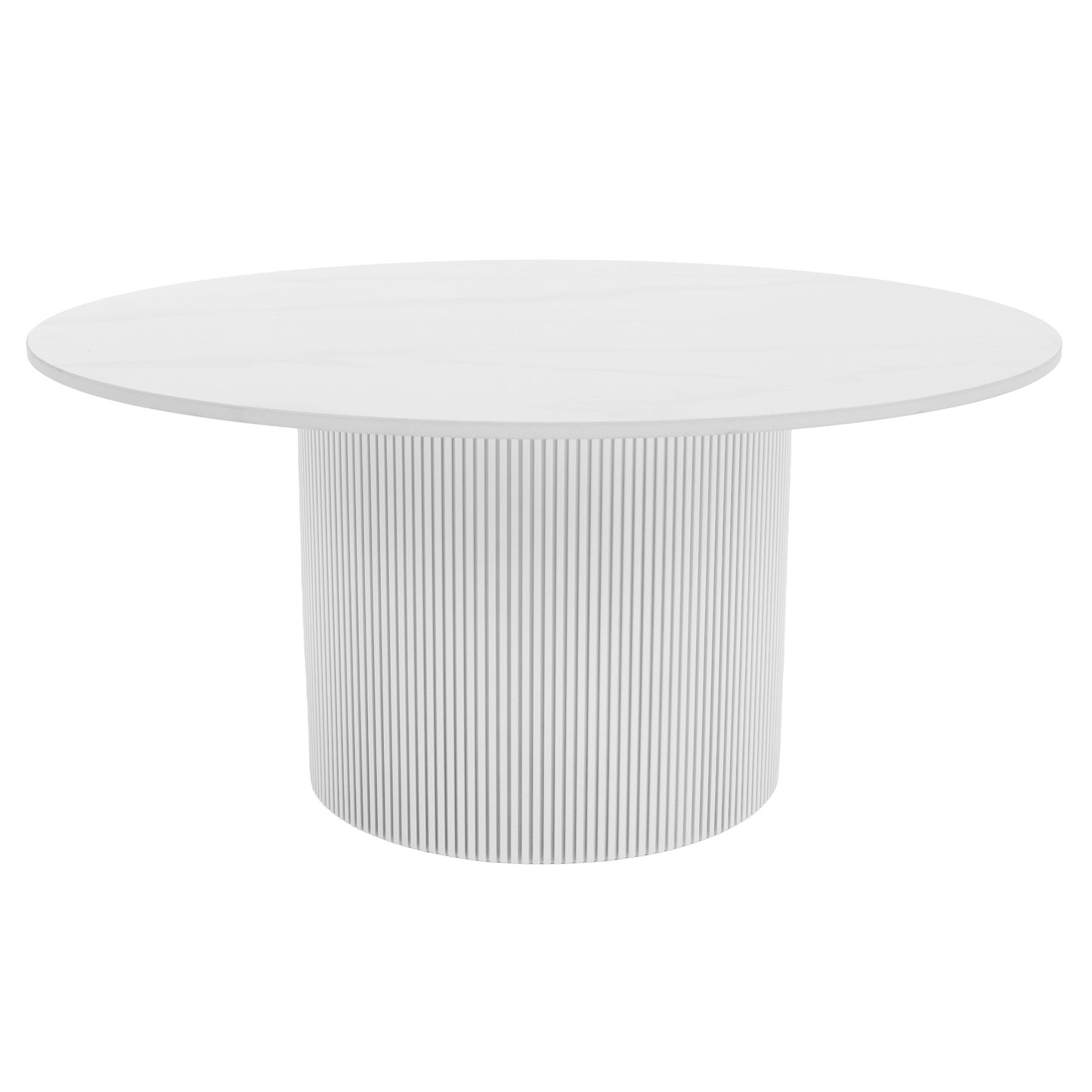 Măsuţă de cafea, marmură albă/MDF, diametru 80 cm, MAHIR TYP 1